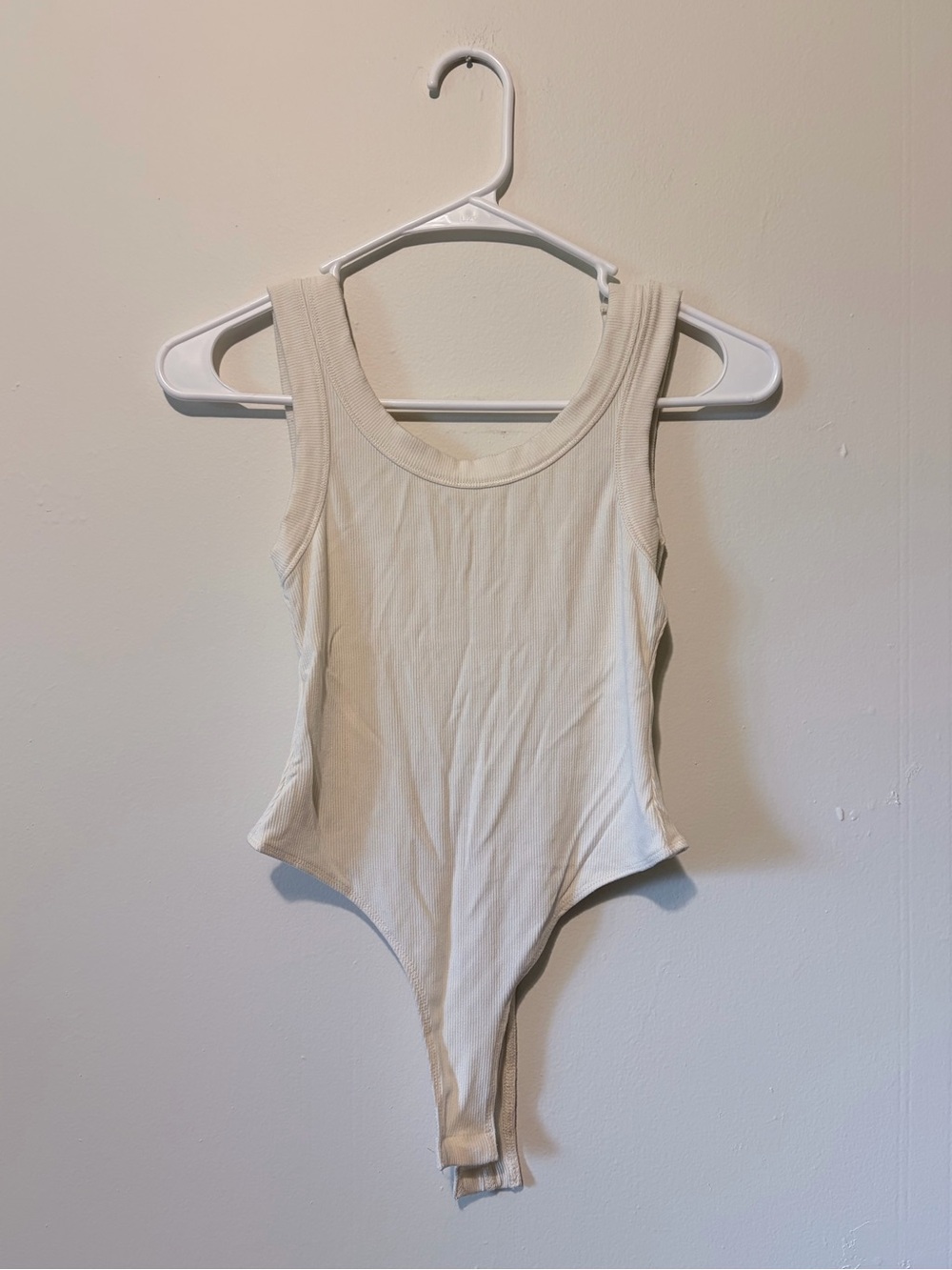 Mono B Cream Ribbed Tank Bodysuit